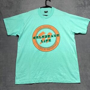 Vintage Screen Star Best T-Shirt Men XL Mint Green Cotton Graphic Print Pullover